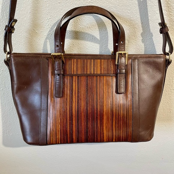 Brahmin Mini Asher Balsa Textured Leather Tote Crossbody Satchel Bag Brown Purse - Picture 4 of 15